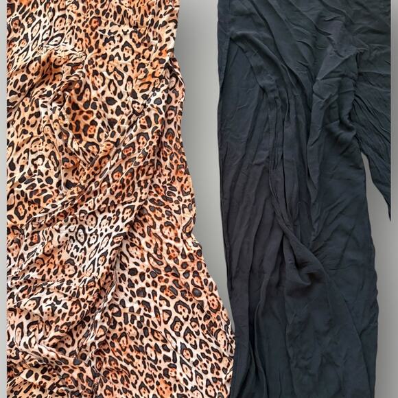 Victoria’s Secret Cover-Up Pants Lot (2 Pairs - Leopard & Black, Size M) - Picture 3 of 5